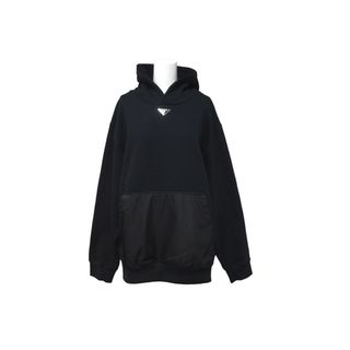 プラダ(PRADA)の極美品 PRADA プラダ コットンフリース フーディー 23年 UJL45B ブラック パーカー トライアングルロゴ 現行 サイズXS 中古 61527(パーカー)