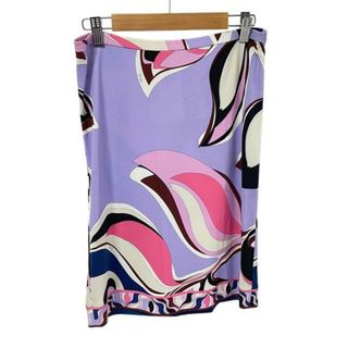 EMILIO PUCCI - EMILIO PUCCI(エミリオプッチ) スカート サイズI40 M レディース美品  - ネイビー×ライトパープル×マルチ ひざ丈