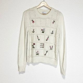 RED VALENTINO(レッドバレンチノ) 長袖セーター サイズM レディース美品  - アイボリー×マルチ クルーネック