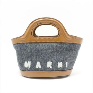 Marni - MARNI(マルニ) ハンドバッグ美品  トロピカリア BMMP0096Q1 ダークグレー×ブラウン×白 ミニバッグ ウール×レザー