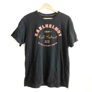 カールヘルム(Karl Helmut)のKarlHelmut(カールヘルム) 半袖Tシャツ サイズM メンズ - 黒×オレンジ クルーネック(Tシャツ/カットソー(半袖/袖なし))