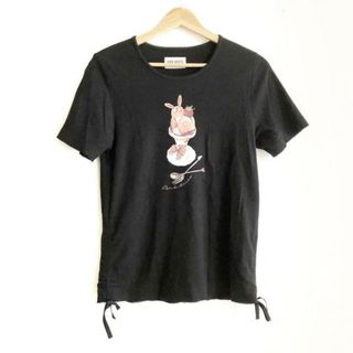 ピンクハウス(PINK HOUSE)のPINK HOUSE(ピンクハウス) 半袖Tシャツ サイズL レディース - 黒×ピンク×マルチ クルーネック/うさぎ(Tシャツ(半袖/袖なし))