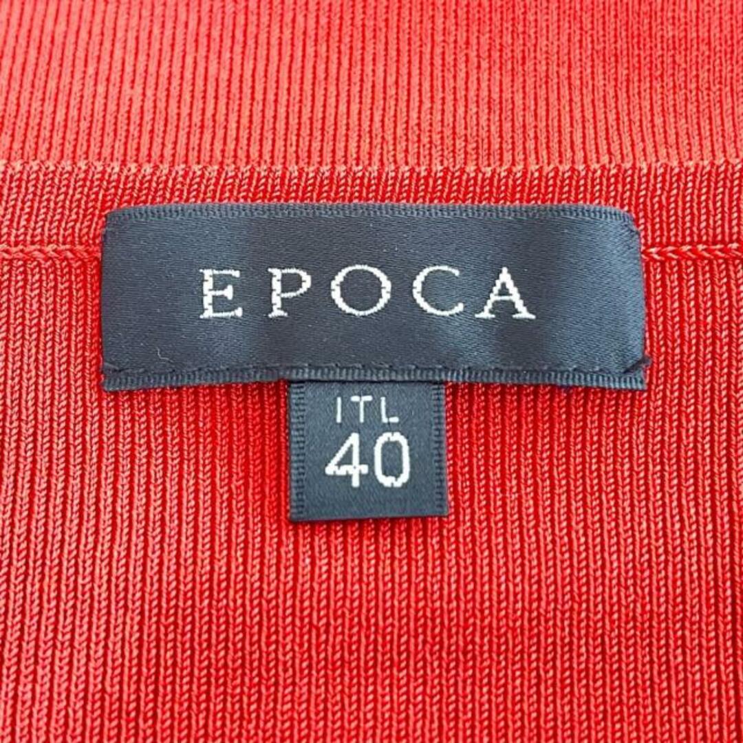 EPOCA(エポカ)のEPOCA(エポカ) 半袖カットソー サイズ40 M レディース美品  - レッド クルーネック/スパンコール/ビーズ/パール/ビジュー レディースのトップス(カットソー(半袖/袖なし))の商品写真