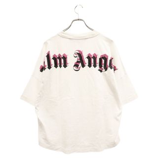 Palm Angels パームエンジェルス 21SS ロゴプリント 半袖Tシャツ カットソー ホワイト/ピンク PMAA002S21JER004(Tシャツ/カットソー(半袖/袖なし))