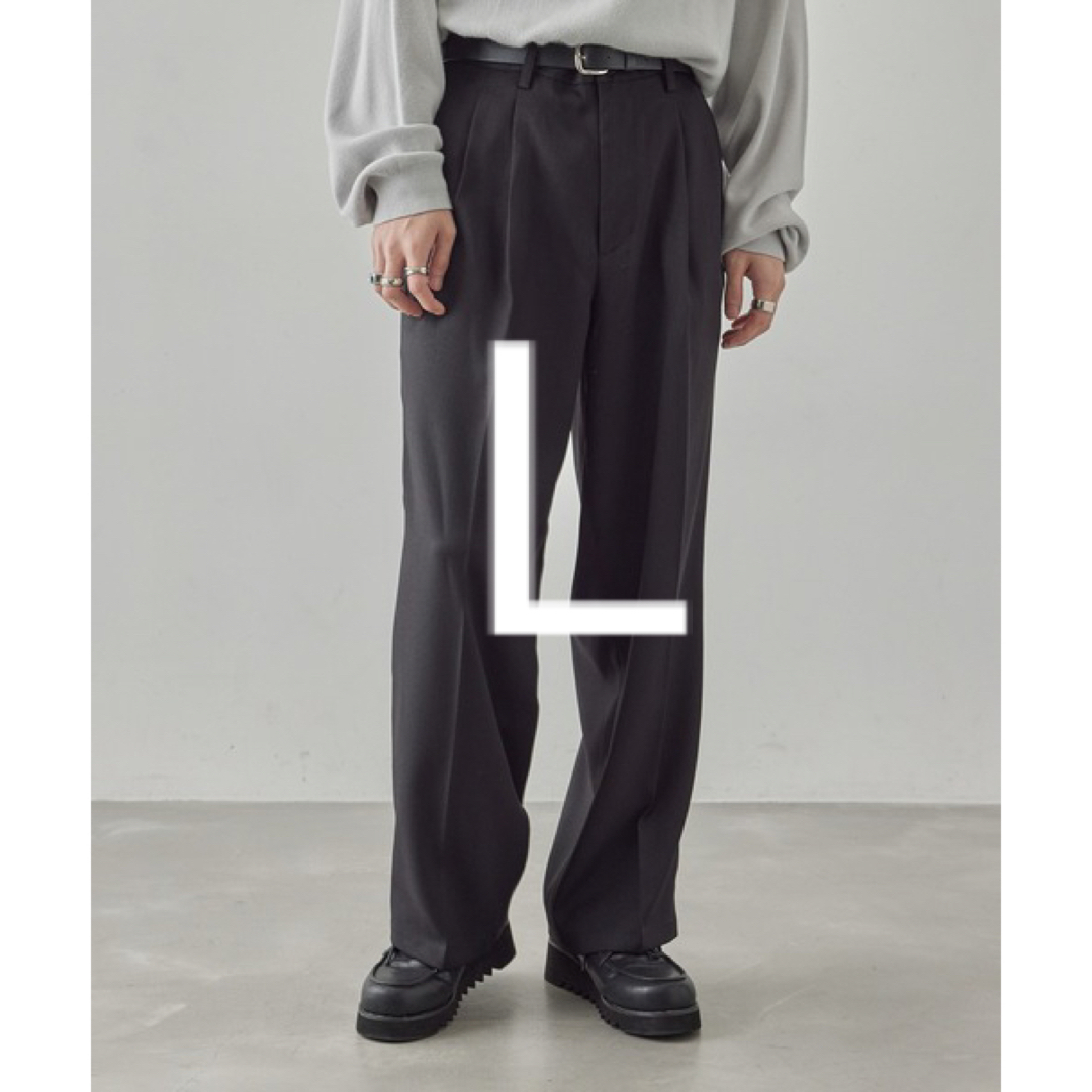 JUNRED(ジュンレッド)のJUNRED ヘリンボーン2タックワイドパンツ ブラック　Lサイズ　新品 メンズのパンツ(スラックス)の商品写真