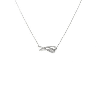 ティファニー(Tiffany & Co.)のティファニー ボウ スモール K18WG ホワイトゴールド ネックレス 中古(ネックレス)