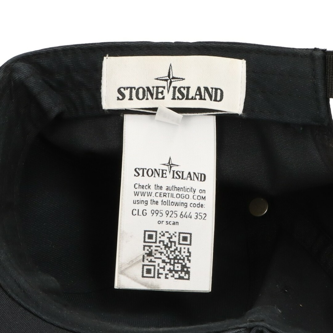 STONE ISLAND(ストーンアイランド)のSTONE ISLAND ストーンアイランド COTTON LOGO CAP ロゴ刺繍 6パネル キャップ 帽子 ブラック 721599668 メンズの帽子(キャップ)の商品写真