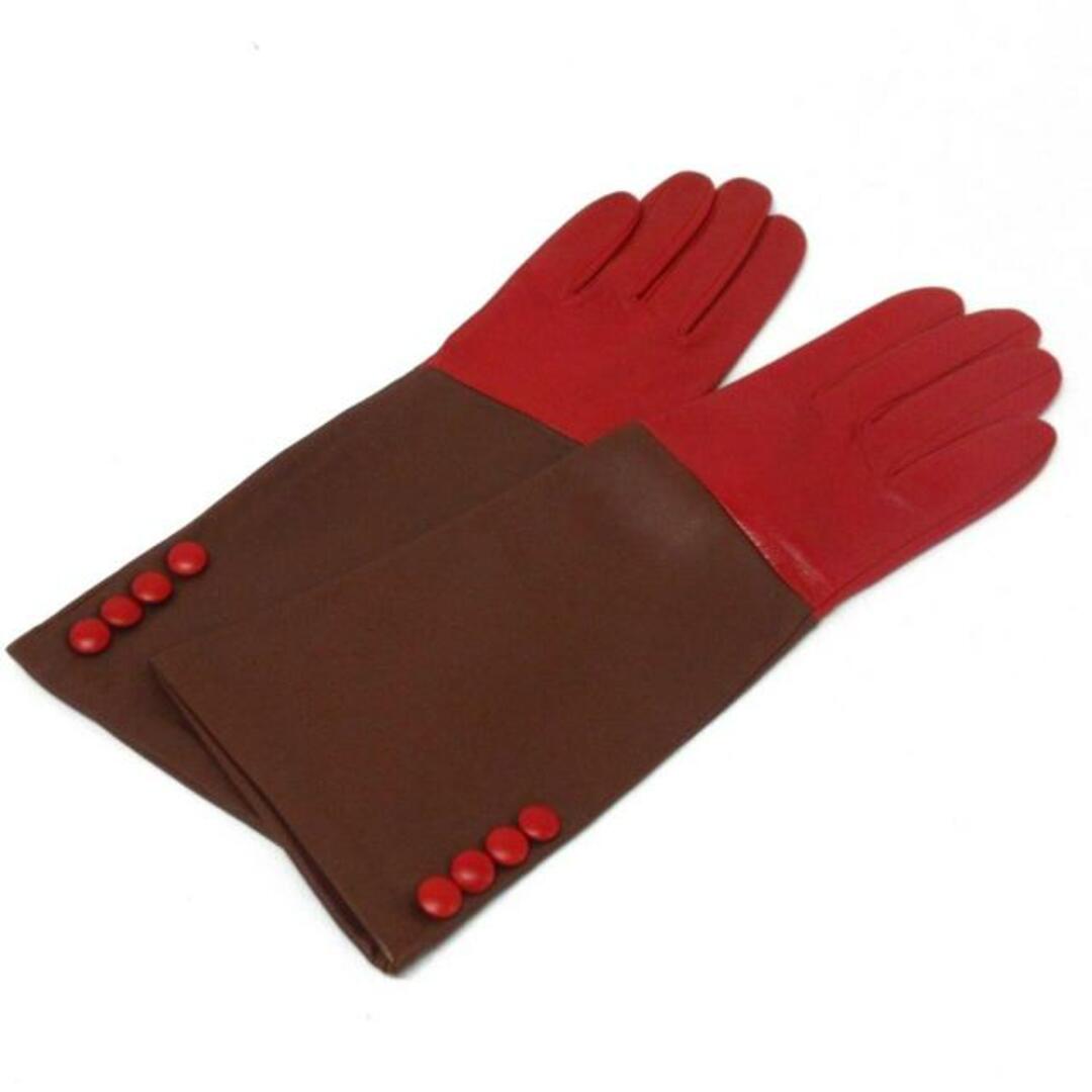 DENTS(デンツ) 手袋 レディース美品  - ブラウン×レッド レザー レディースのファッション小物(手袋)の商品写真
