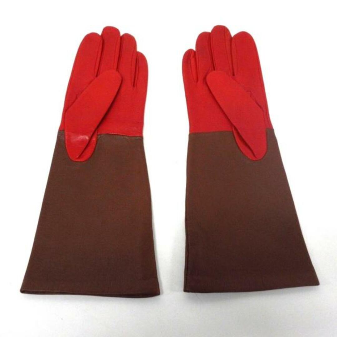 DENTS(デンツ) 手袋 レディース美品  - ブラウン×レッド レザー レディースのファッション小物(手袋)の商品写真