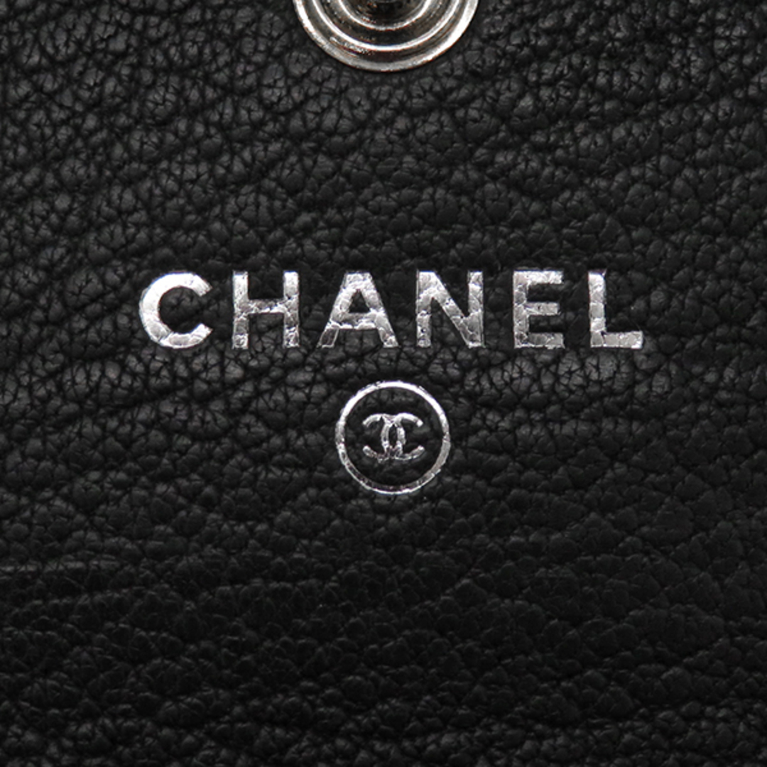 CHANEL(シャネル)のシャネル CHANEL カードケース ココマーク カードケース レザー ブラック シルバー金具 クローバー 四つ葉 黒  23******【中古】 レディースのファッション小物(パスケース/IDカードホルダー)の商品写真