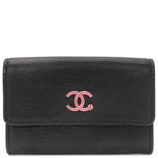 シャネル(CHANEL)のシャネル CHANEL カードケース ココマーク カードケース レザー ブラック シルバー金具 クローバー 四つ葉 黒  23******【中古】(パスケース/IDカードホルダー)