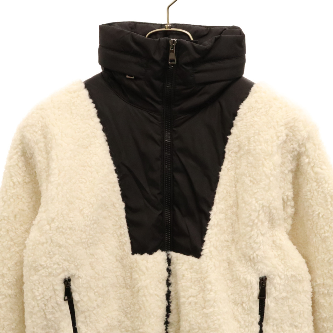 MONCLER(モンクレール)のMONCLER モンクレール 20AW MAGLIA CARDIGAN ボアフリースジャケット 素材切替 ホワイト/ブラック レディース F20938G73800 レディースのジャケット/アウター(その他)の商品写真