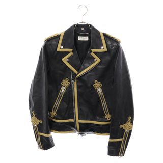 サンローラン(Saint Laurent)のSAINT LAURENT PARIS サンローランパリ 15SS by Hedi Slimane エディ期 エンブロイダリー ダブル ライダース レザー ジャケット 372996 Y5HF1 ブラック(ライダースジャケット)