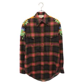 グッチ(Gucci)のGUCCI グッチ 2018AW Embroidery Check Wool Shirt 521904 Z527L エンブロイダリーチェックウールシャツ 龍刺繍 マルチカラー(シャツ)