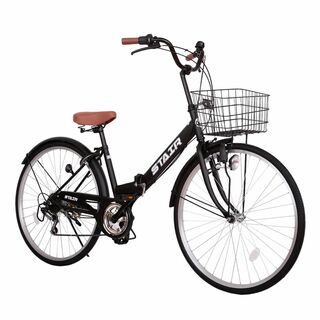 【色: マットブラック】シティサイクル 折りたたみ自転車 26インチ折りたたみシ(自転車本体)