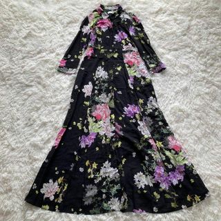 ザラ(ZARA)のZARA WOMEN 花柄 シャツワンピース マキシ丈 S(ロングワンピース/マキシワンピース)