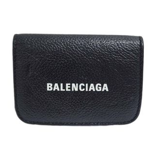 Balenciaga - BALENCIAGA バレンシアガ 三つ折り財布 ミニウォレット 593813-1izim-1090 ブラック×シルバー カーフレザー 箱、布袋、カード 【良品】 22403K395