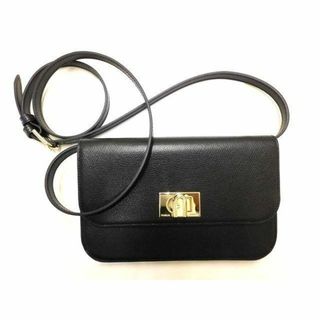 フルラ(Furla)の美品 FRULA フルラ 1927 2WAY ショルダーバッグ ポシェット ☆ ブラックレザー ゴールド金具 ターンロック クラッチバッグ ▼ オト00/6C(ショルダーバッグ)