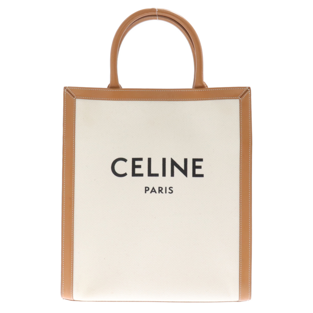 celine(セリーヌ)のCELINE セリーヌ バーティカルカバ トートバッグ キャンバス レザー ホワイト/ブラウン 192082BNZ 02NT メンズのバッグ(トートバッグ)の商品写真