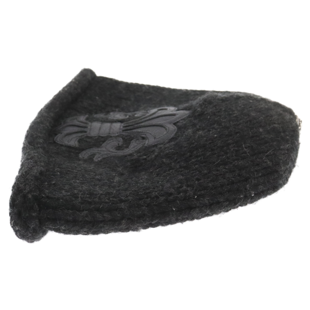 Chrome Hearts(クロムハーツ)のCHROME HEARTS クロムハーツ BEANIE CASH レザーパッチビーニー BSフレアパッチフレアボール付きカシミヤニットキャップ 帽子 メンズの帽子(ニット帽/ビーニー)の商品写真