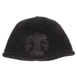 クロムハーツ(Chrome Hearts)のCHROME HEARTS クロムハーツ BEANIE CASH レザーパッチビーニー BSフレアパッチフレアボール付きカシミヤニットキャップ 帽子(ニット帽/ビーニー)