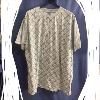  MENS Tシャツ　グレー前身頃のみチェック柄　L(Tシャツ/カットソー(半袖/袖なし))