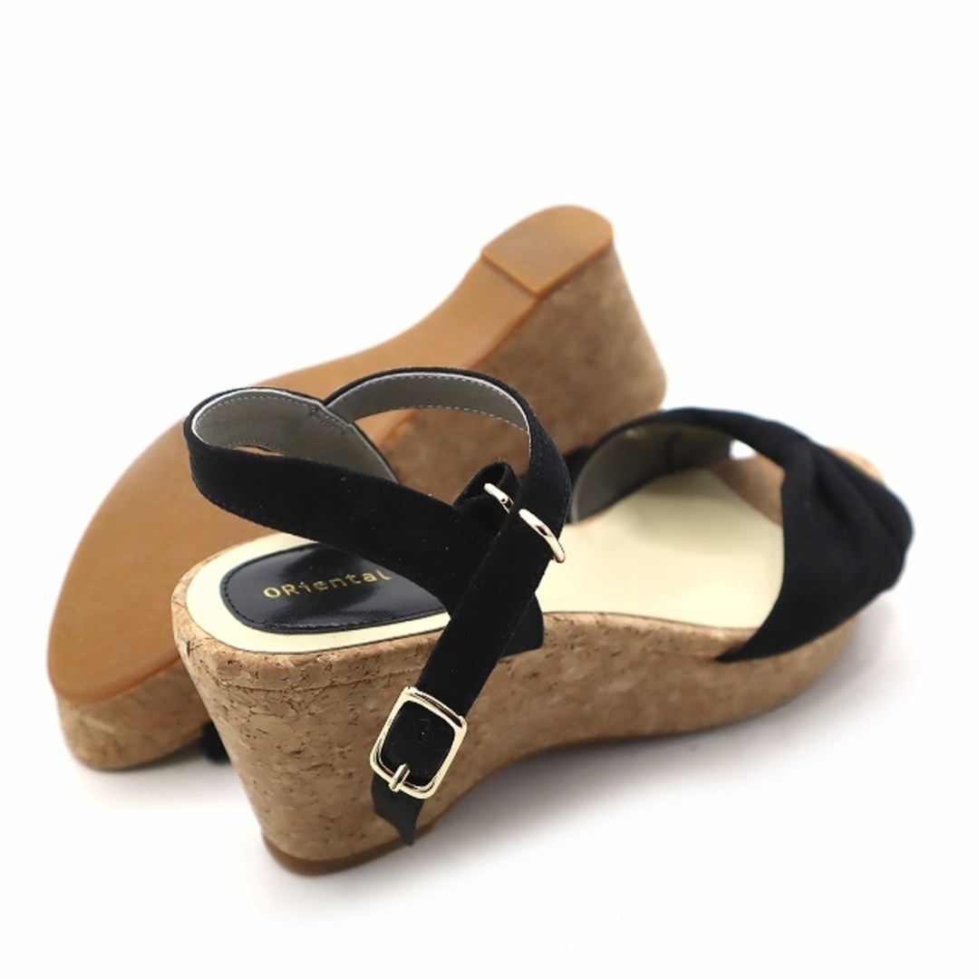 ORiental TRaffic(オリエンタルトラフィック)のオリエンタルトラフィック ウェッジソール リボン コルクサンダル M ブラック レディースの靴/シューズ(サンダル)の商品写真