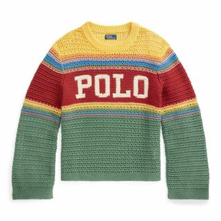 ポロラルフローレン(POLO RALPH LAUREN)のPOLO RALPH LAUREN ストライプド ロゴ リネンブレンド セーター(ニット/セーター)