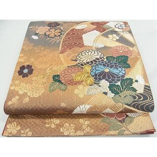 平和屋2■六通柄袋帯　唐織　片輪車吉祥花文　金銀糸　逸品　ox5780(帯)