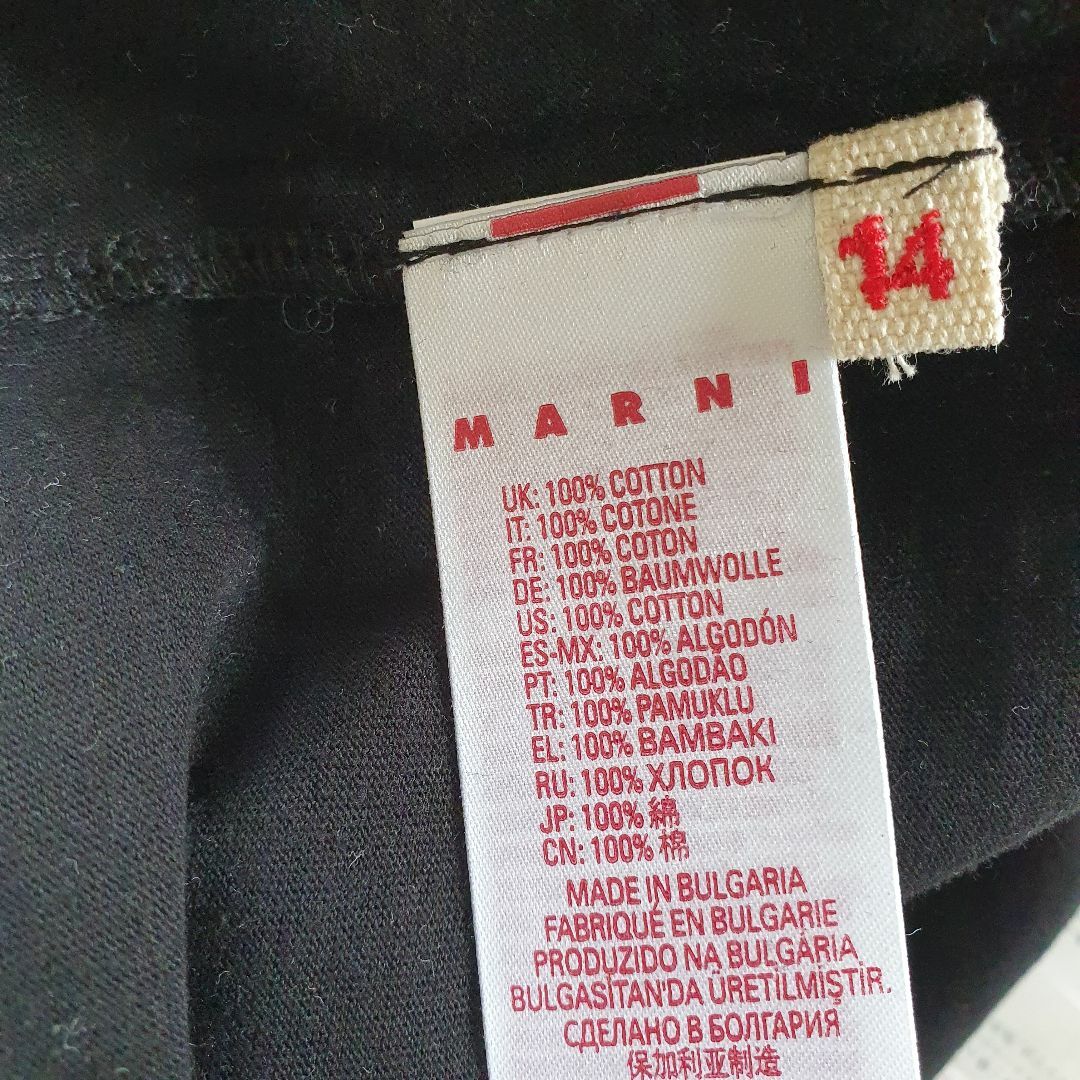 Marni(マルニ)の【新品・未使用】MARNI KIDS グリッターロゴ コットンTシャツ黒14Y　 キッズ/ベビー/マタニティのキッズ服女の子用(90cm~)(Tシャツ/カットソー)の商品写真