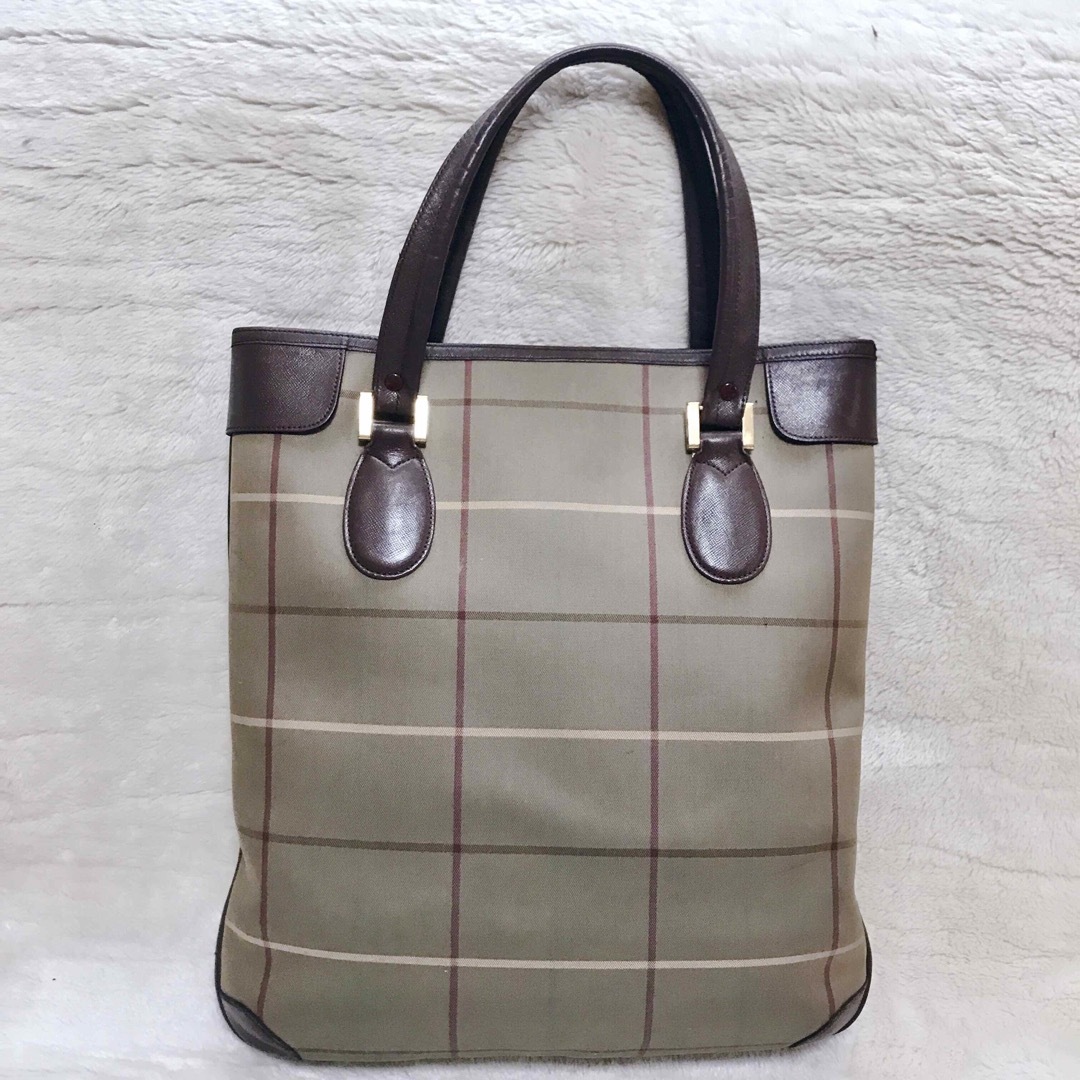 BURBERRY(バーバリー)の希少 Burberrys ホースロゴ トートバッグ チェック柄 ポーチ付き 総柄 レディースのバッグ(トートバッグ)の商品写真