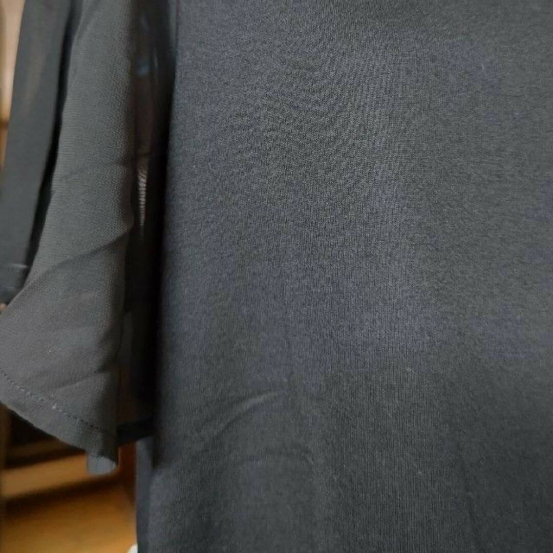 【春休みセール】シアースリーブトップス大きいサイズ　ブラック　LLサイズ レディースのトップス(Tシャツ(半袖/袖なし))の商品写真