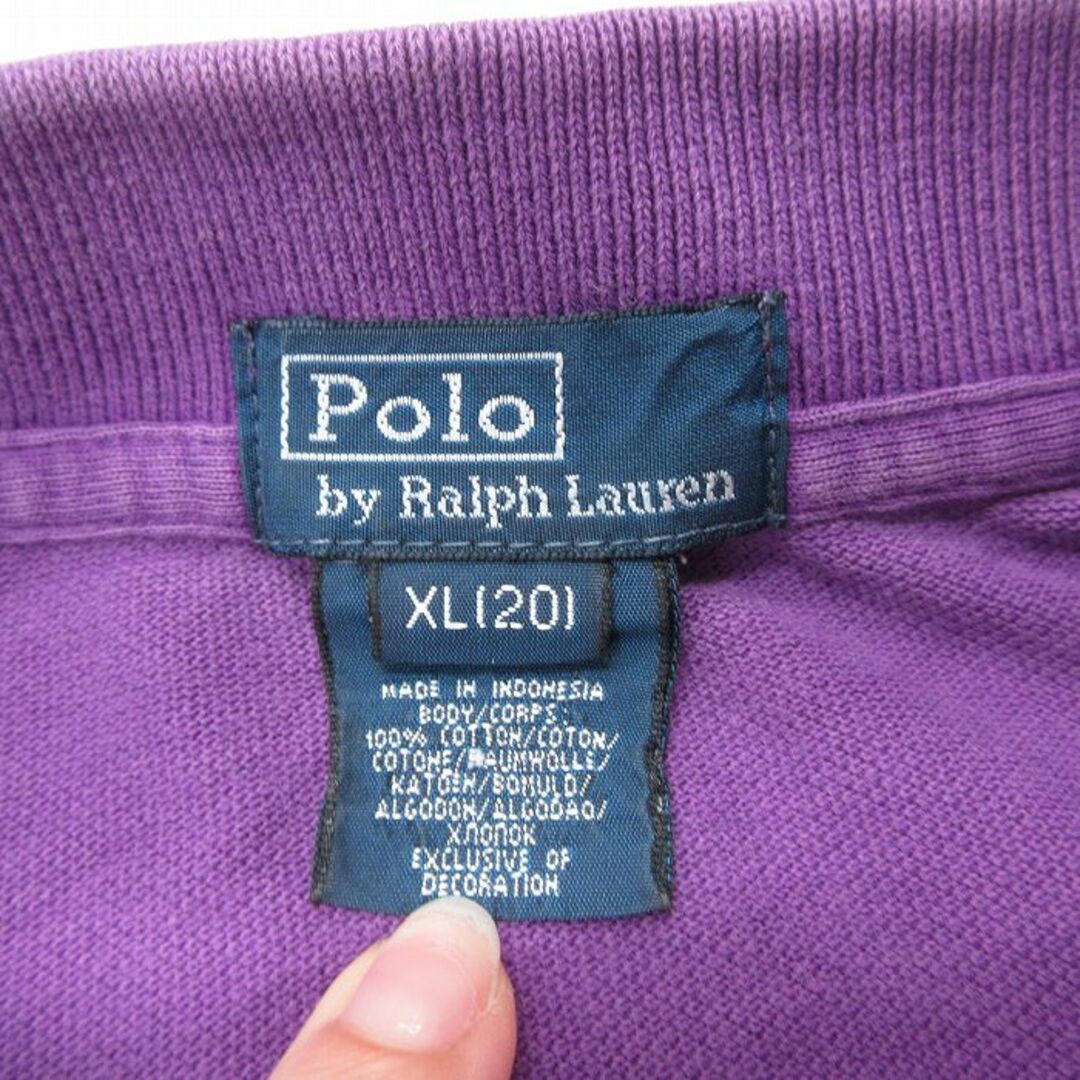 Ralph Lauren(ラルフローレン)の古着 ラルフローレン Ralph Lauren 半袖 ブランド ポロ シャツ キッズ ボーイズ 子供服 90年代 90s ワンポイントロゴ 鹿の子 コットン 紫 パープル 23jul03 キッズ/ベビー/マタニティのベビー服(~85cm)(その他)の商品写真