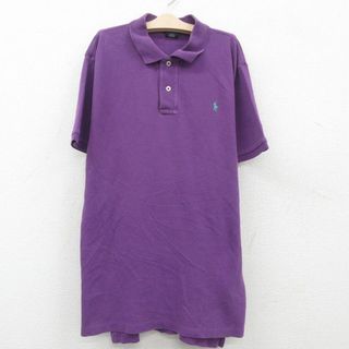 ラルフローレン(Ralph Lauren)の古着 ラルフローレン Ralph Lauren 半袖 ブランド ポロ シャツ キッズ ボーイズ 子供服 90年代 90s ワンポイントロゴ 鹿の子 コットン 紫 パープル 23jul03(その他)