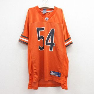 リーボック(Reebok)の古着 リーボック REEBOK 半袖 ビンテージ フットボール Tシャツ キッズ ボーイズ 子供服 00年代 00s NFL シカゴベアーズ ブライアンアラッカー 54 メッシュ地 Vネック オレンジ アメフト スーパーボウル ユニフォーム ゲームシャツ 23jul04(シャツ/カットソー)