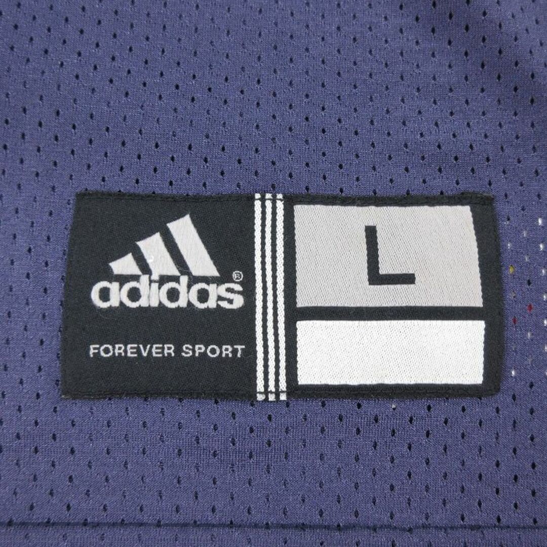 adidas(アディダス)の古着 アディダス adidas 半袖 ビンテージ フットボール Tシャツ キッズ ボーイズ 子供服 00年代 00s 1 メッシュ地 Vネック 紺 ネイビー ユニフォーム ゲームシャツ 23jul04 キッズ/ベビー/マタニティのベビー服(~85cm)(シャツ/カットソー)の商品写真