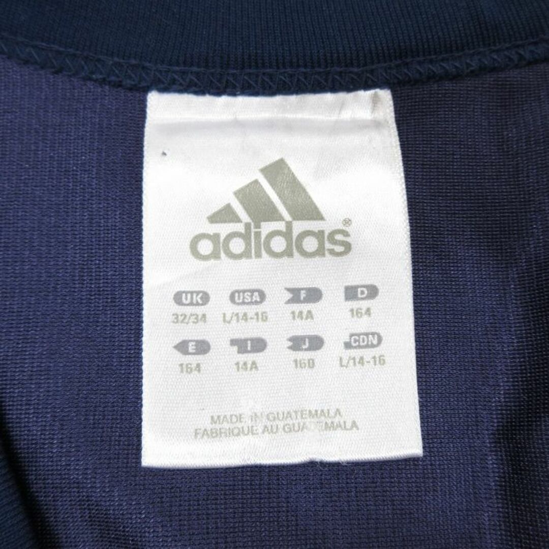 adidas(アディダス)の古着 アディダス adidas 半袖 ビンテージ フットボール Tシャツ キッズ ボーイズ 子供服 00年代 00s 1 メッシュ地 Vネック 紺 ネイビー ユニフォーム ゲームシャツ 23jul04 キッズ/ベビー/マタニティのベビー服(~85cm)(シャツ/カットソー)の商品写真