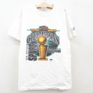 古着 半袖 ビンテージ Tシャツ キッズ ボーイズ 子供服 90年代 90s NBA サンアントニオスパーズ コットン クルーネック 白 ホワイト バスケットボール 23jul04(シャツ/カットソー)