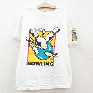 古着 半袖 ビンテージ Tシャツ キッズ ボーイズ 子供服 80年代 80s ボーリング コットン クルーネック USA製 白 ホワイト 23jul04(シャツ/カットソー)