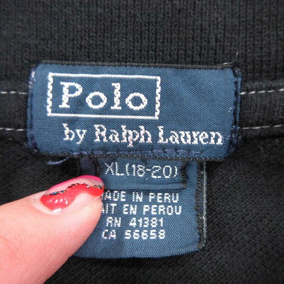 Ralph Lauren(ラルフローレン)の古着 ラルフローレン Ralph Lauren 半袖 ブランド ポロ シャツ キッズ ボーイズ 子供服 90年代 90s ワンポイントロゴ 鹿の子 コットン 黒 ブラック ボーダー 23jul07 キッズ/ベビー/マタニティのベビー服(~85cm)(その他)の商品写真