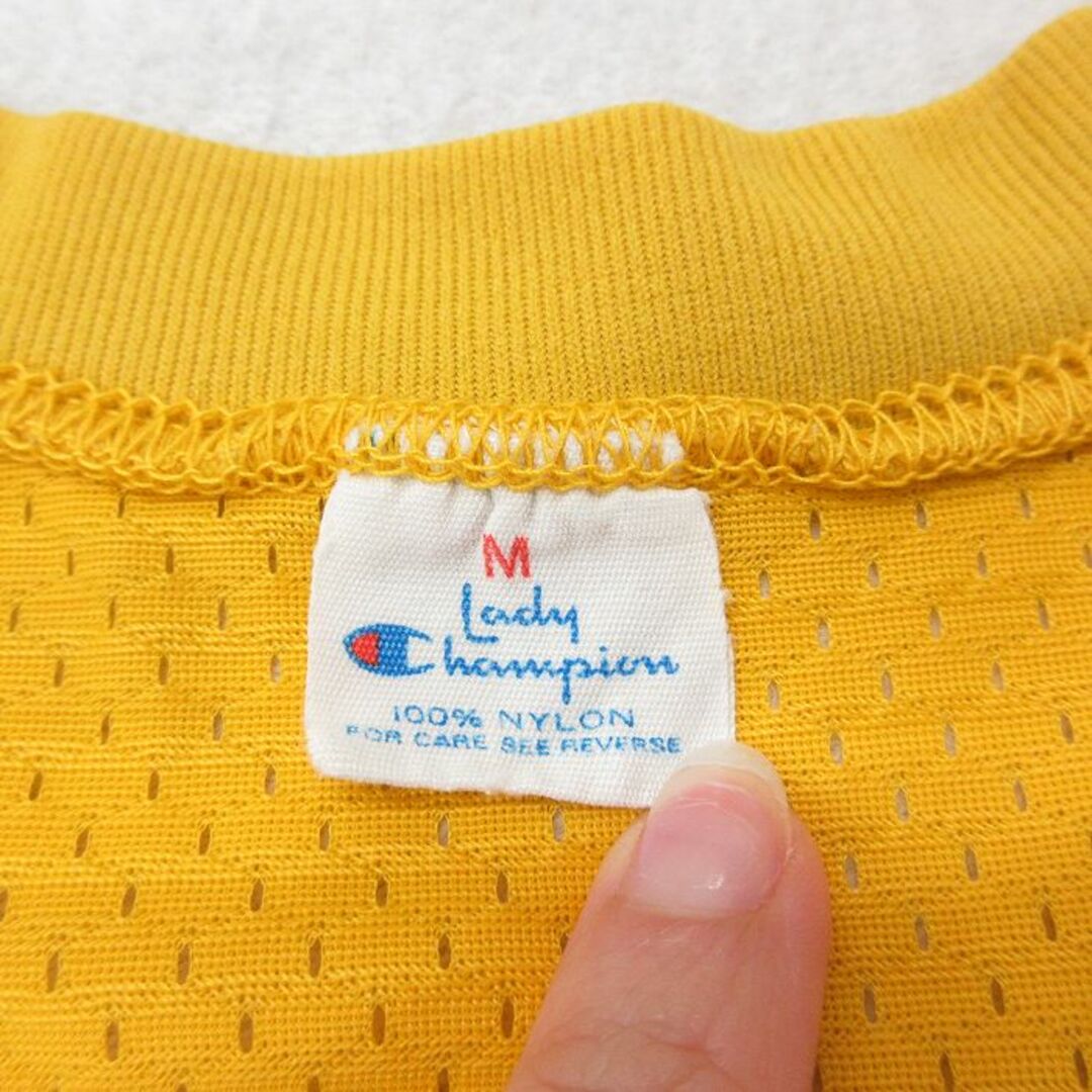 Champion(チャンピオン)の古着 チャンピオン champion ビンテージ タンクトップ レディース 80年代 80s PAVILION メッシュ地 クルーネック USA製 黄 イエロー ユニフォーム ゲームシャツ 23jul06 中古 レディースのトップス(タンクトップ)の商品写真