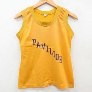 チャンピオン(Champion)の古着 チャンピオン champion ビンテージ タンクトップ レディース 80年代 80s PAVILION メッシュ地 クルーネック USA製 黄 イエロー ユニフォーム ゲームシャツ 23jul06 中古(タンクトップ)