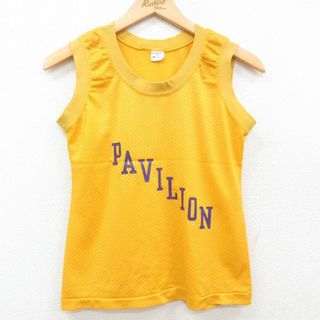 チャンピオン(Champion)の古着 チャンピオン champion ビンテージ タンクトップ レディース 80年代 80s PAVILION メッシュ地 クルーネック USA製 黄 イエロー ユニフォーム ゲームシャツ 23jul06 中古(タンクトップ)