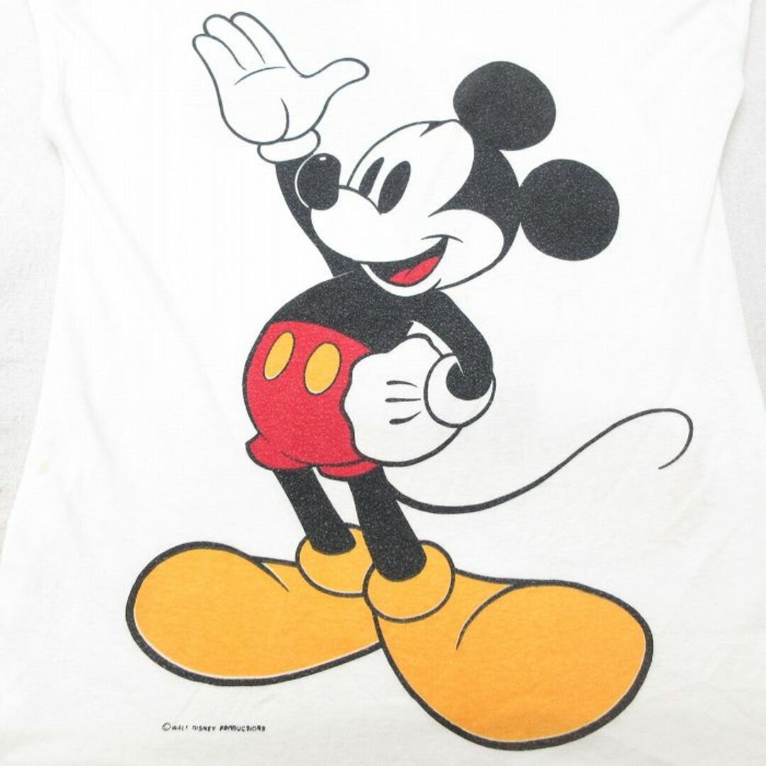 Disney(ディズニー)の古着 ビンテージ ノースリーブ Tシャツ レディース 90年代 90s ディズニー DISNEY ミッキー MICKEY MOUSE 両面プリント クルーネック 白 ホワイト 【spe】 23jul06 中古 レディースのトップス(タンクトップ)の商品写真