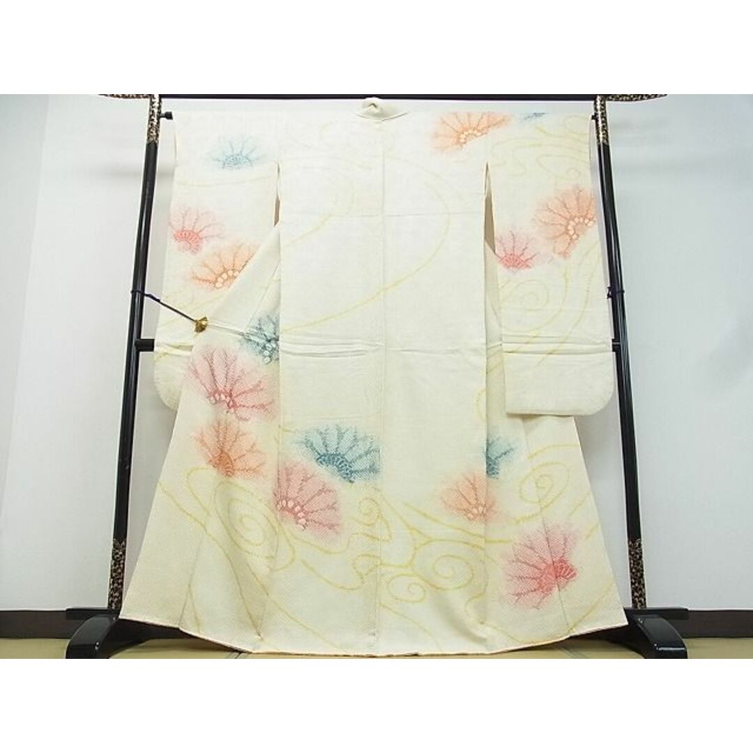 平和屋2■名門　藤娘きぬたや・総絞り　振袖　流水花文　暈し染め　逸品　ox5674 レディースの水着/浴衣(振袖)の商品写真