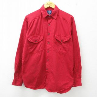 ギャップ(GAP)のL★古着 ギャップ GAP 長袖 ブランド シャツ メンズ 90年代 90s コットン 赤他 レッド ストライプ 23jul06 中古 トップス(シャツ)