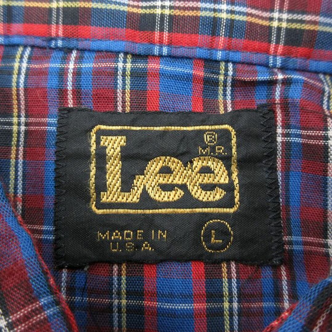 Lee(リー)のL★古着 リー Lee 半袖 ウエスタン シャツ メンズ 80年代 80s USA製 紺 ネイビー チェック 23jul06 中古 トップス メンズのトップス(シャツ)の商品写真