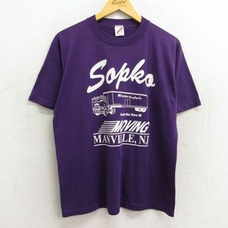 L★古着 半袖 ビンテージ Tシャツ メンズ 90年代 90s トラック クルーネック USA製 紫 パープル 【spe】 23jul08 中古(Tシャツ/カットソー(半袖/袖なし))