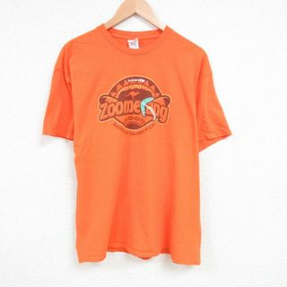 XL★古着 半袖 Tシャツ メンズ カンガルー 大きいサイズ コットン クルーネック オレンジ 23jul03 中古(Tシャツ/カットソー(半袖/袖なし))