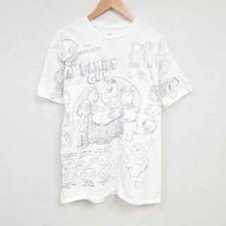 XL★古着 リキッドブルー 半袖 Tシャツ メンズ アニメ ファミリーガイ ステューウィーグリフィン ブライアン 全面プリント コットン クルーネック 白 ホワイト 23jul03 中古(Tシャツ/カットソー(半袖/袖なし))